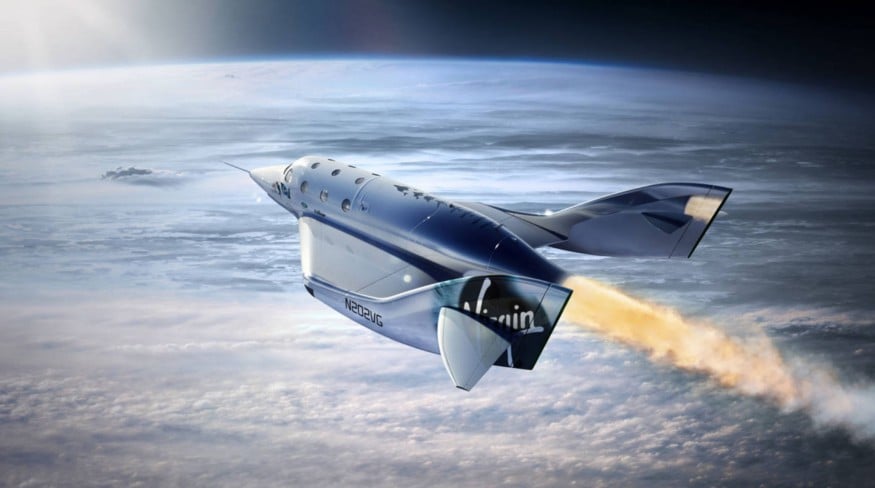 In this photo SpaceShipTwo by Virgin Galactic.