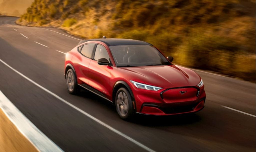 Ford Mustang Mach-E SUV. All-Electric Exhilarating Ford stock rally on electric vehicles push, restructuring adding to gains