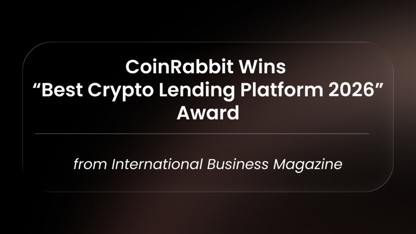 CoinRabbit Wins Best Crypto Lending Platform 2026 Award