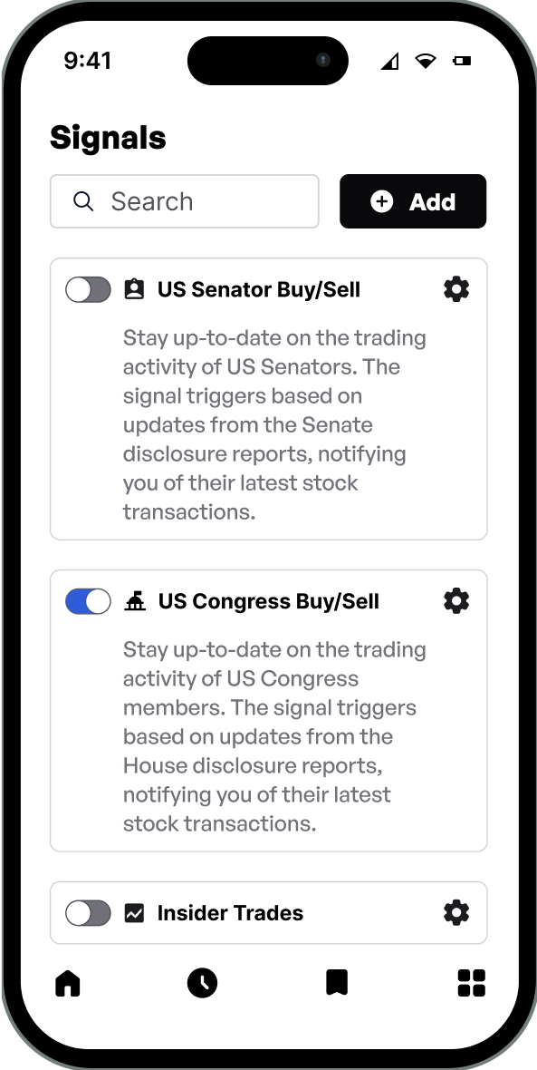 Congress trade signals mobile mock